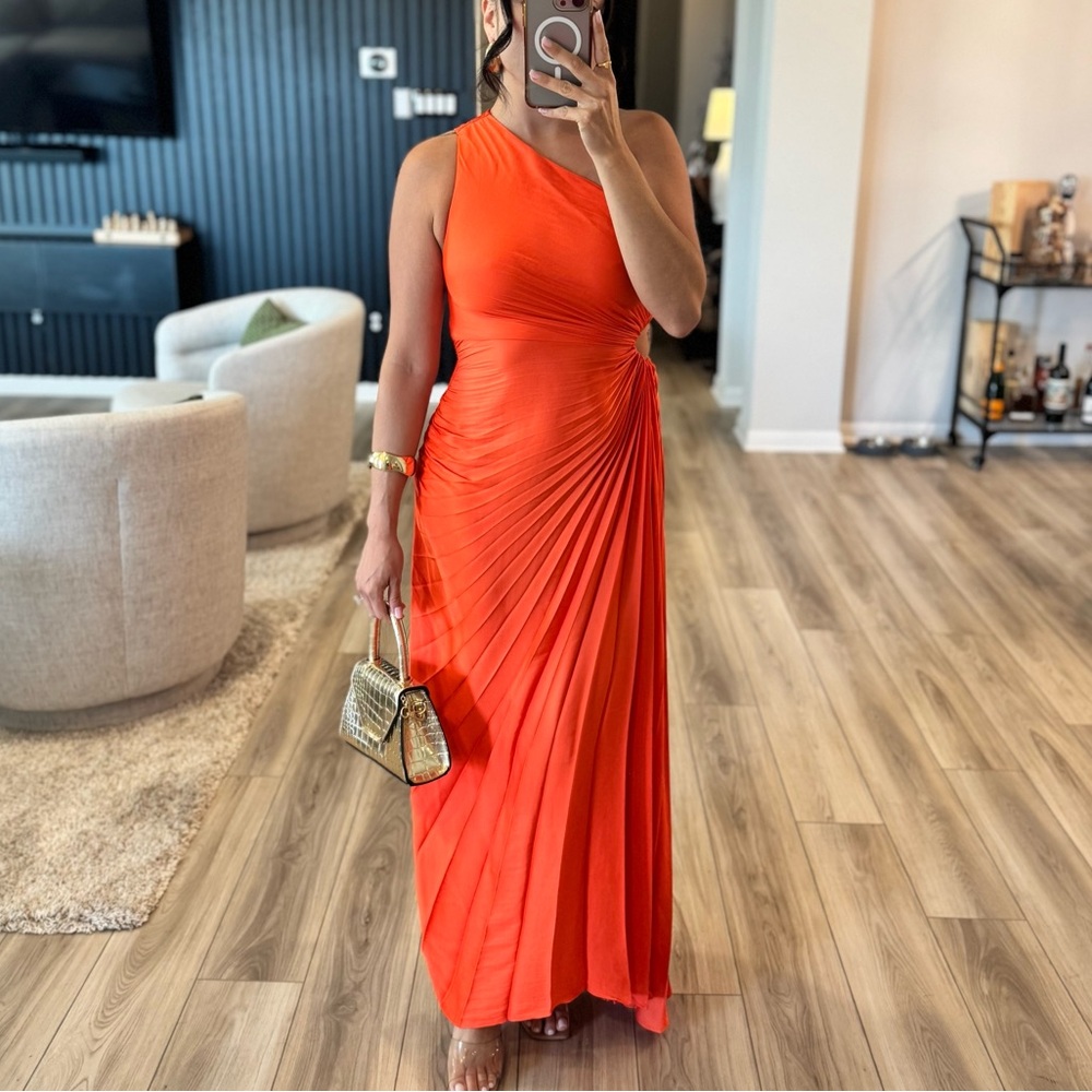 House of Harlow 1960 Vibrant Orange One-Shoulder Dress